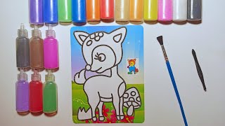 How To Sand Painting a Deer. Sand Painting for kids and Toddler. With Alphabet Song / ABCD song.