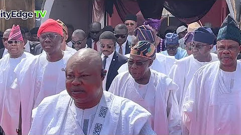 OBASANJO,GOV DAPO ABIODUN,ADELEKE,SANWO OLU,SUPRISED OONI OF IFE AT HIS 10TH YEAR ANNIVERSARY 