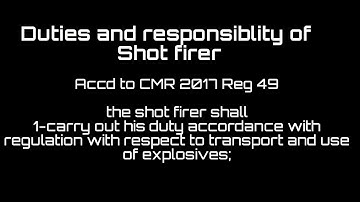 Shotfirer || Mining Engineering / Duties & responsibility