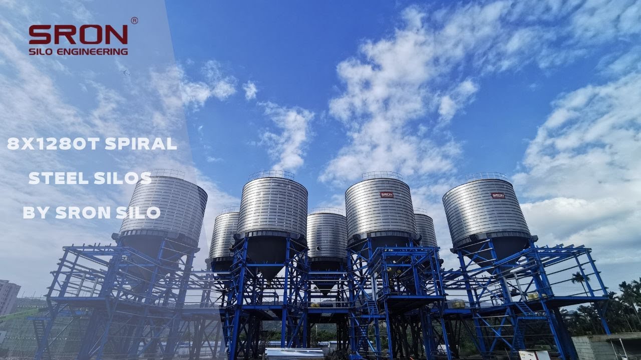 8x1280T Spiral Steel Silos by SRON Silo