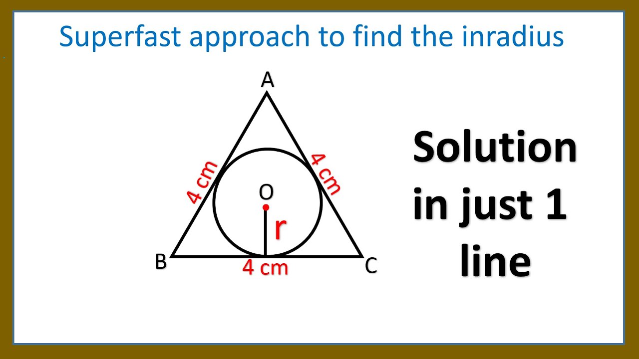 Direct formula to find radius of incircle of an equilateral triangle.