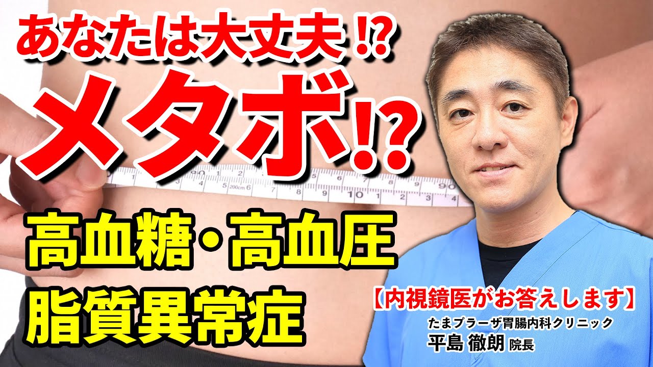 お腹まわりが気になる!!　メタボリックシンドロームってなんですか？　高血糖・脂質異常症・高血圧　教えて平島先生　No91