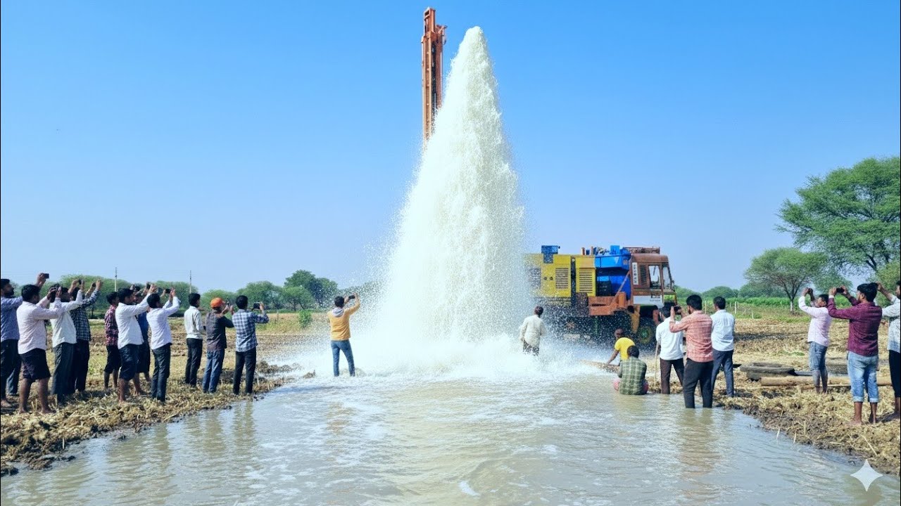 Borewell Drilling - 70 फीट पे खतरनाक पानी - 20 HP मोटर Water Checking with Coconut Method 100% पानी