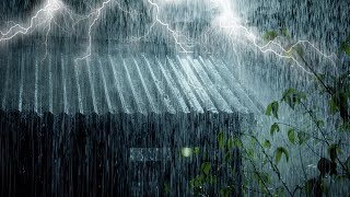 Deep Sleep Easily in 2 Minutes with Strong Rainstorm on Metal Roof & Intense Thunder Sounds at Night