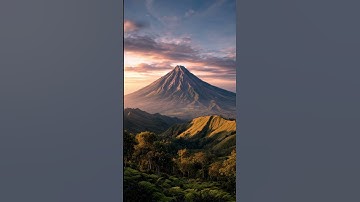 Majestic Mount Merapi volcano in Indonesia at sunrise