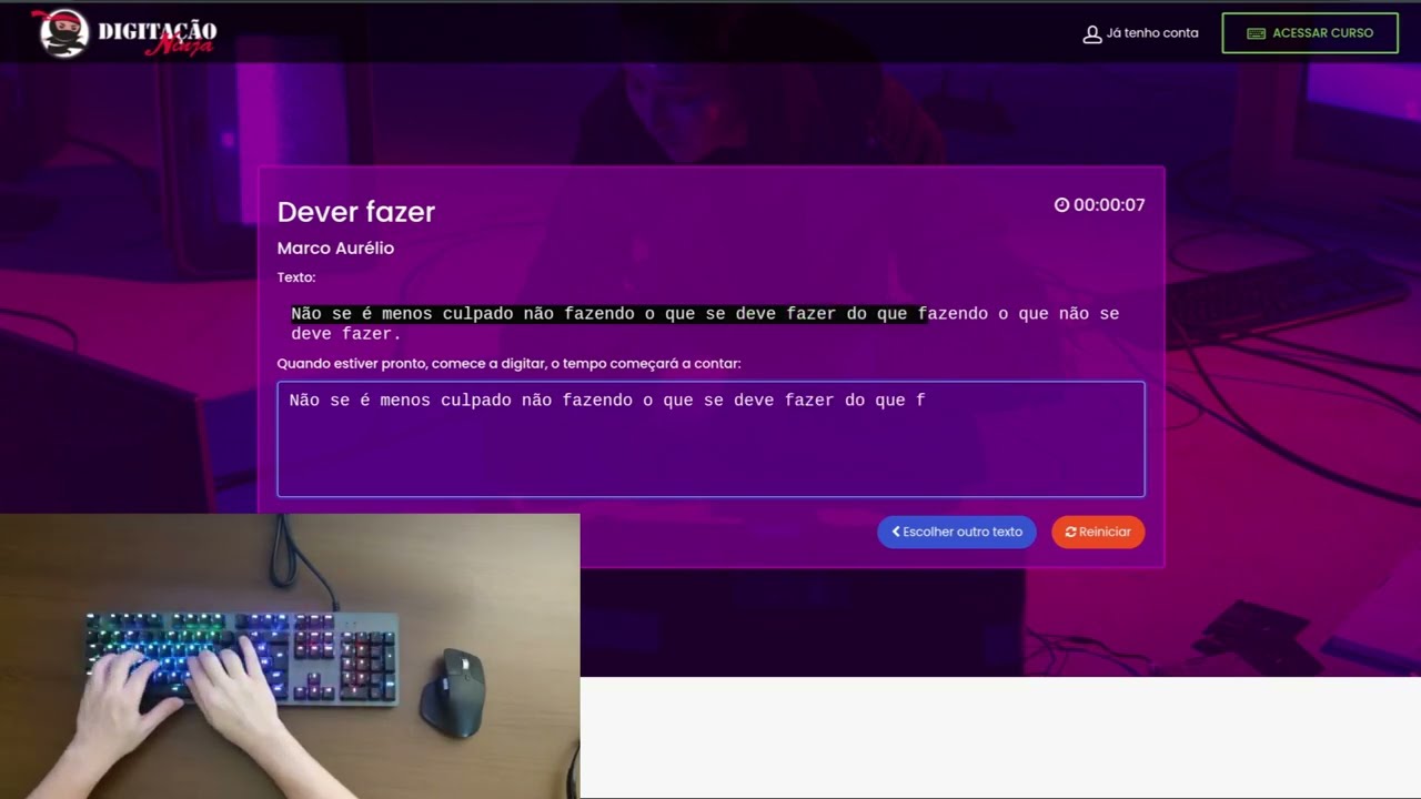 Digitação Ninja - Qual sua velocidade digitando?