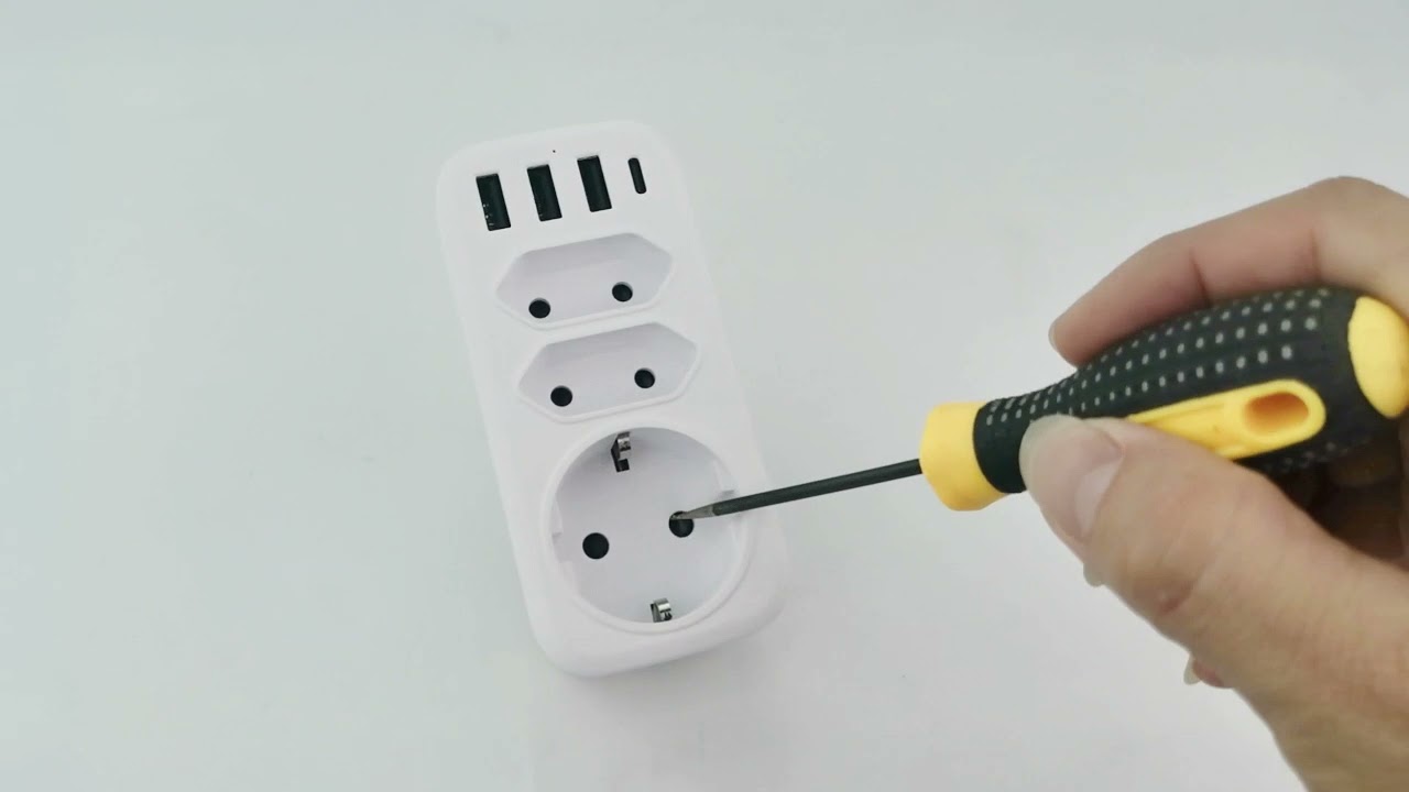 European socket Germany 16A 3USB Extension Socket 1typeC Adapter 3way EU Plug Outlet USB Power Strip