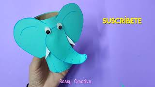 Manualidades faciles para hacer con tus niños Elefante de papel con tubos de cartón