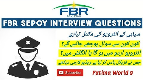 FBR Sepoy Job Interview Questions| Interview preparation|