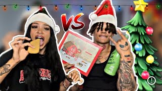 DAY TWO OF VLOGMAS | BOYFRIEND VS GIRLFRIEND GINGERBREAD HOUSES 🥳🏠❄️ (CHALLENEGE)