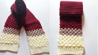 كوفيه كروشيه  رجالى بغرزه الباسكت المائله/men crochet scarf