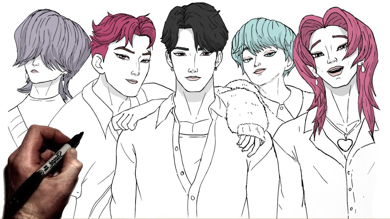 How To Draw Saja Boys | Step By Step | KPop Demon Hunters