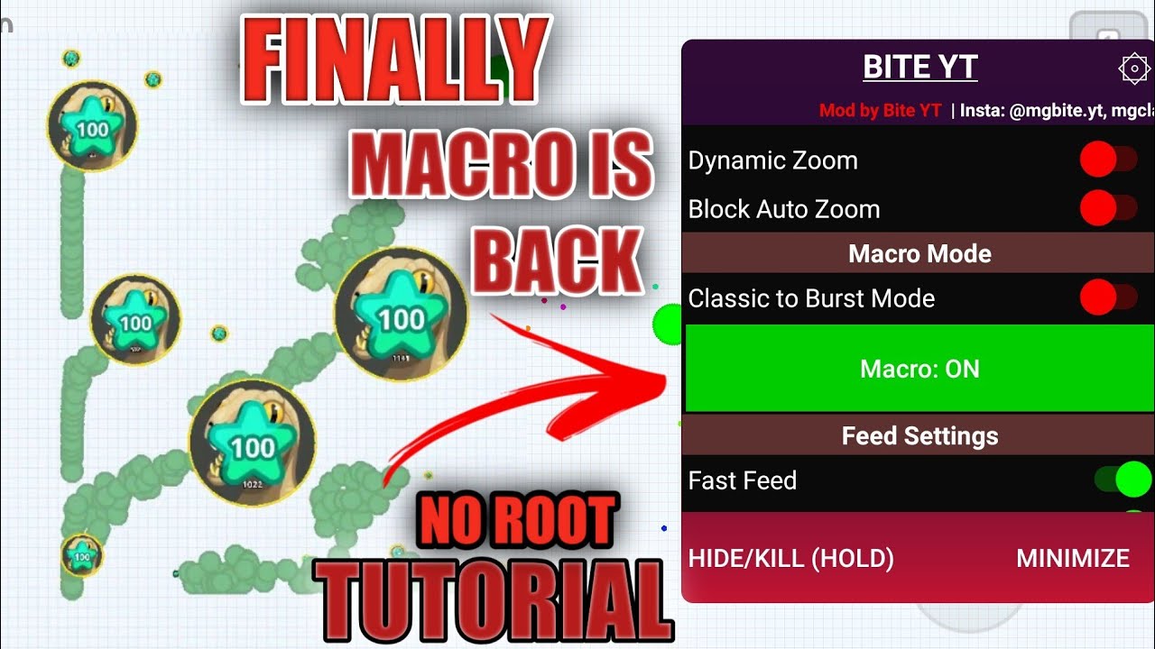 Agario 2.20.3, MACRO MOD MENU, Macro Button Tutorial, Classic and Burst, Without Root