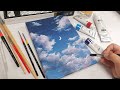 아크릴 물감으로 구름 그리기, Drawing clouds with acrylic paint