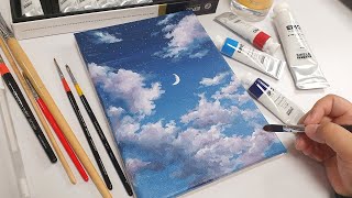 아크릴 물감으로 구름 그리기, Drawing clouds with acrylic paint