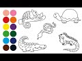 ANIMALES REPTILES dibujar y colorear para niños - Dibujar animales con Brahms