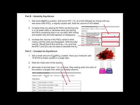 Le Chatelier's Principle Lab Part 3: Coupled Reaction and Procedures