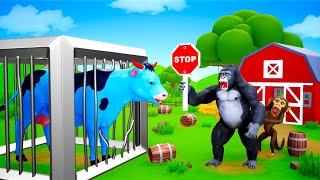 Magical Wild Cow Farm Diorama  Gorilla's Barn Yard Farm Animals | Funny Cows 3D Cartoons Videos