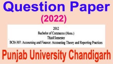 Question paper Bachelor of Commerce 3rd Semester Accounting and Finance Punjab university Chandigarh