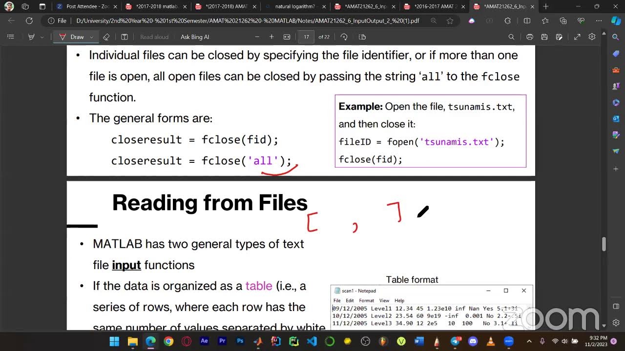 MATLAB Programming Fundamentals: Functions, Loops, and File Operations
