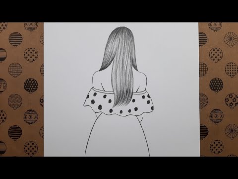 Kolay, Arkası Dönük Uzun Saçlı Kız Resmi Nasıl Çizilir, Çizim Hobimiz Karakalem Resimleri