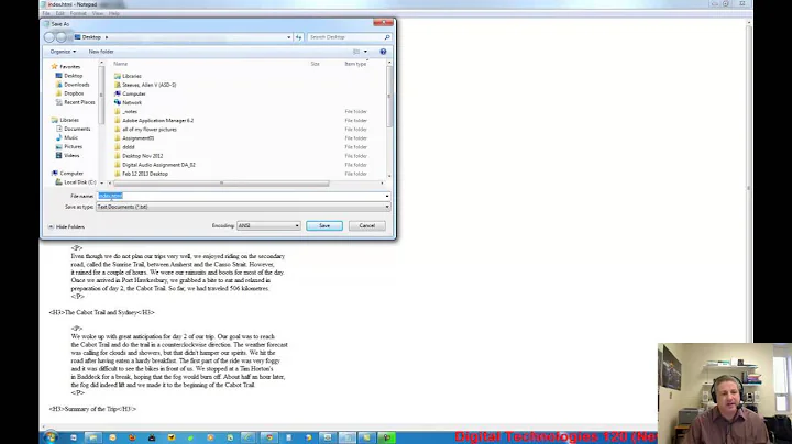 Saving an HTML File in Notepad