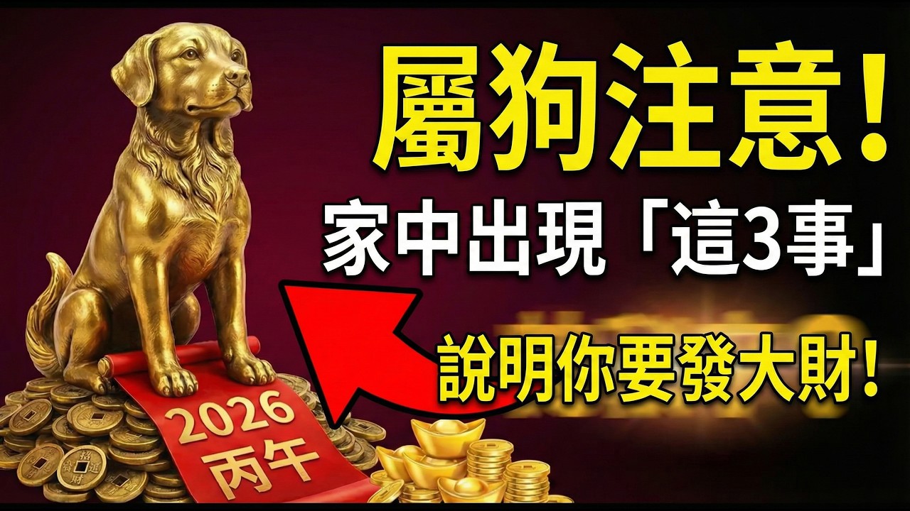 屬狗的請留步！家裡若是出現這3種異常情況，說明你要「大轉運」了，全家人都會跟著沾光！#屬狗2026運勢 #2026生肖狗運程 #居家風水 #轉運徵兆 #財運 #招財 #偏財運 #貴人運 #生肖狗