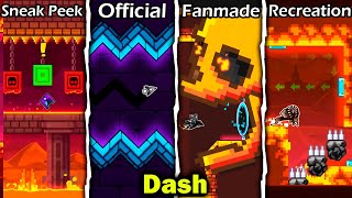 Dash: Sneak Peek VS  VS Fanmade VS Recreation - Geometry Dash 2.2