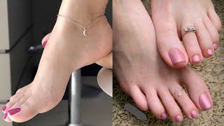 latest fashion of feet jewellery/nail paints ideas of beautiful feet of women #2021