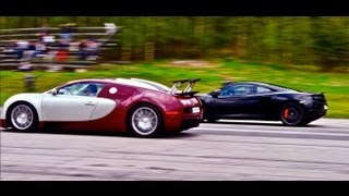 Bugatti Veyron 16.4 vs McLaren MP4-12C 625 HP Factory Power Upgrade Race 1