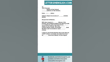 Application to the Principal for Name Correction by Parent