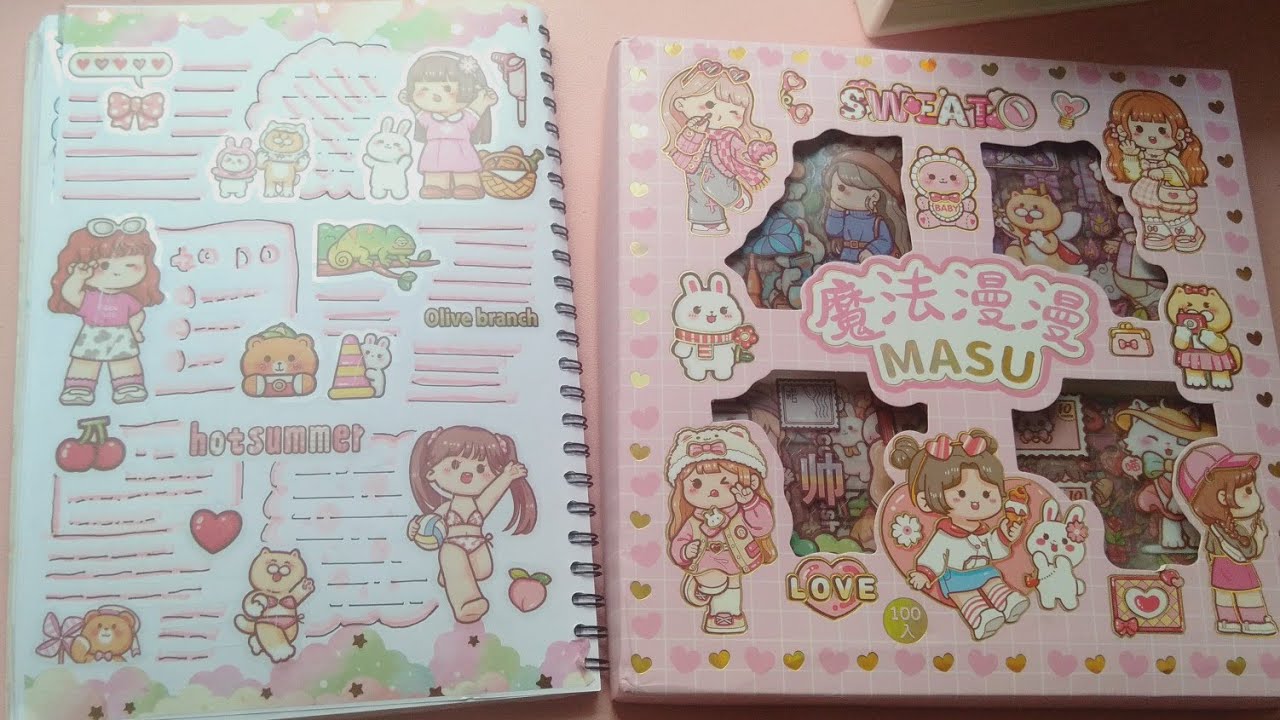 🌷Pink Journal Aesthetic 💗 Sticker Journal Asmr -! 🌈 - YouTube