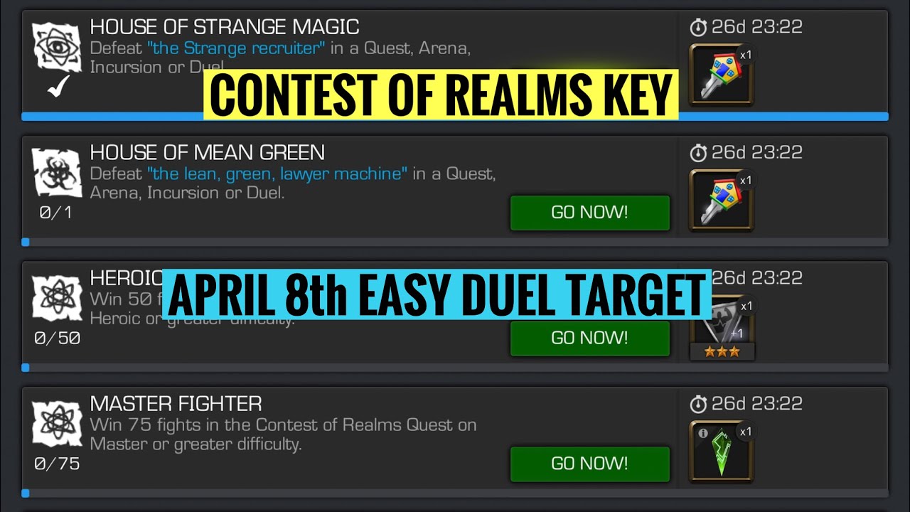 Easy duel target for April 8th contest of reals key|| Marvel Contest Of Champions