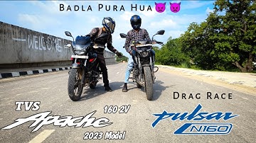 TVS Apache RTR 160 2V Vs Pulsar N160 | Drag Race | Ab Hua Muqabla