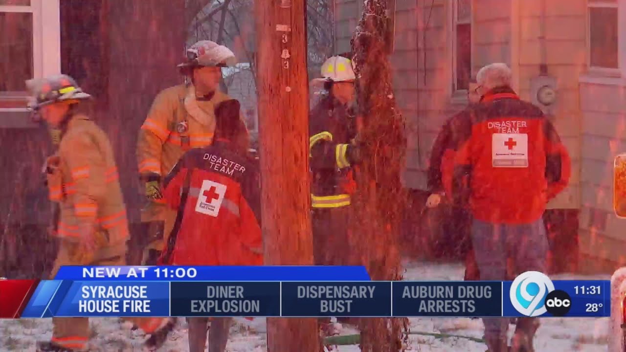 Syracuse Fire Department battles house fire in snowstorm - YouTube