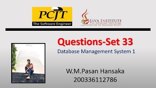 Question Set 33 | Database Management System | Java Institute
