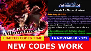 NEW CODES* [🕵UPD] Anime Adventures ROBLOX, LIMITED CODES TIME