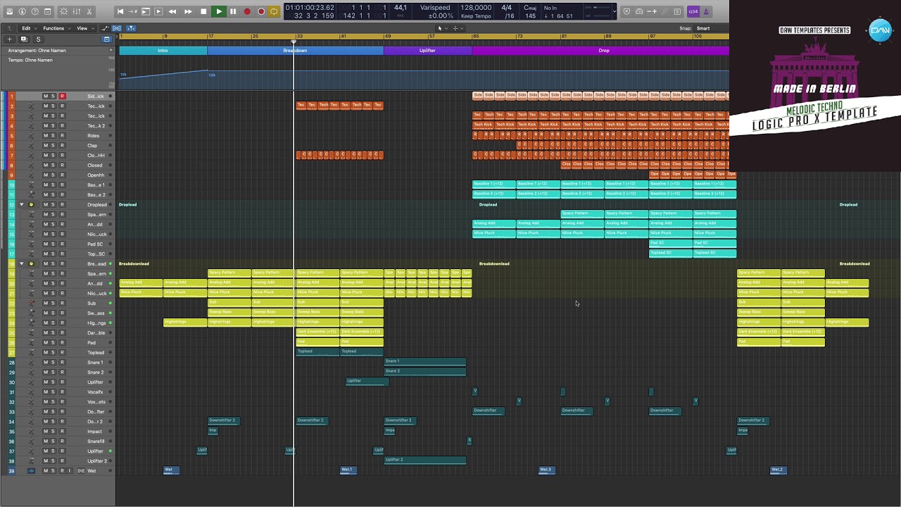 Melodic Techno Logic Pro X Template Made in Berlin