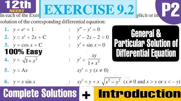 Ex 9.2 Class 12th  Differential Equations  Part 2 NCERT