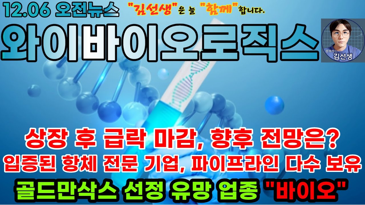 와이바이오로직스 주가전망]상장 후 급락 마감, 향후 전망은? 입증된 항체 전문 기업, 다수의 파이프라인 다수 보유, 임상 결과가  수익으로 연결? - YouTube