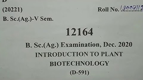 bsc ag 5th semester introduction to plant biotechnology question paper 2020 | ccs university meerut