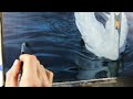 How to paint realistic water - swan painting reflection tutorial - swan painting - part II