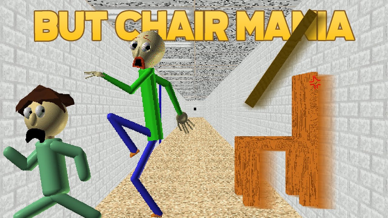 Baldi basics character sitting in a chair