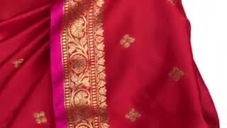 Red Banarasi Silk Saree with antique gold zari buttas