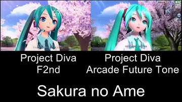 Project Diva Sakura no Ame PV Comparison F2nd Arcade Future Tone