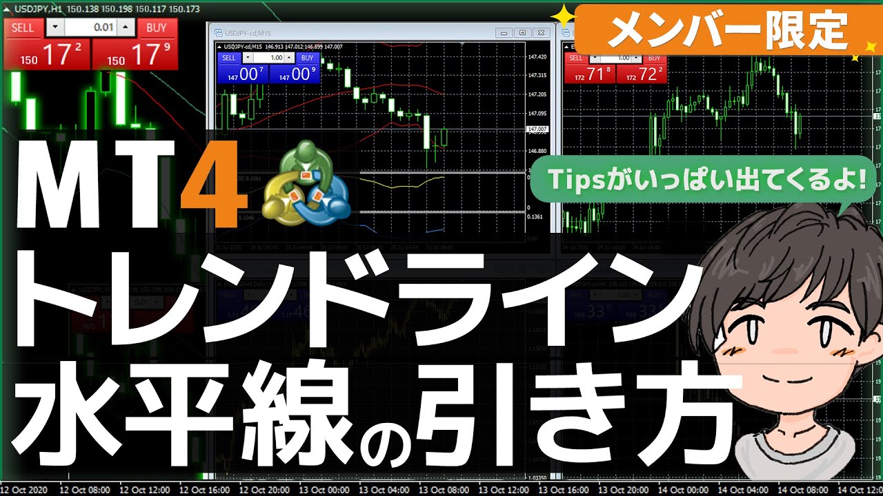 MT4をゼロから解説！水平線・トレンドラインの引き方！| 【MT4入門 第8回】 (Premium)