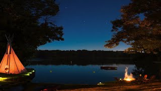 Sonidos para dormir fuego en el lago