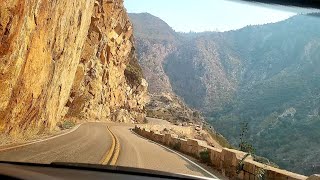 Driving the scenic but dangerous Kings Canyon Scenic Byway in Sequoia Kings Canyon National Park