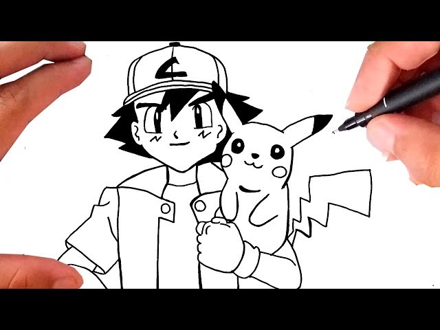 Como desenhar e pintar Ash e Pikachu de Pokemon #foryou #howtodraw