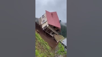 Entire house slides down the hill after a landslide